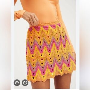 Free People Heat of the Moment Crochet Mini Skirt